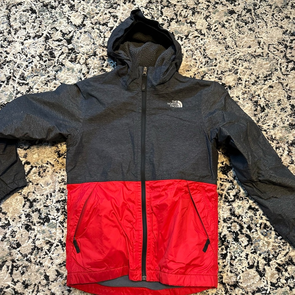 The North Face Kids' Vibrant Red and Charcoal Jacket
Size youth Large (14/16)